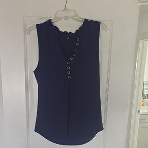 White House Black Market Navy Sleeveless Blouse
